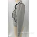 Chaqueta de gamuza sintética gris para mujer